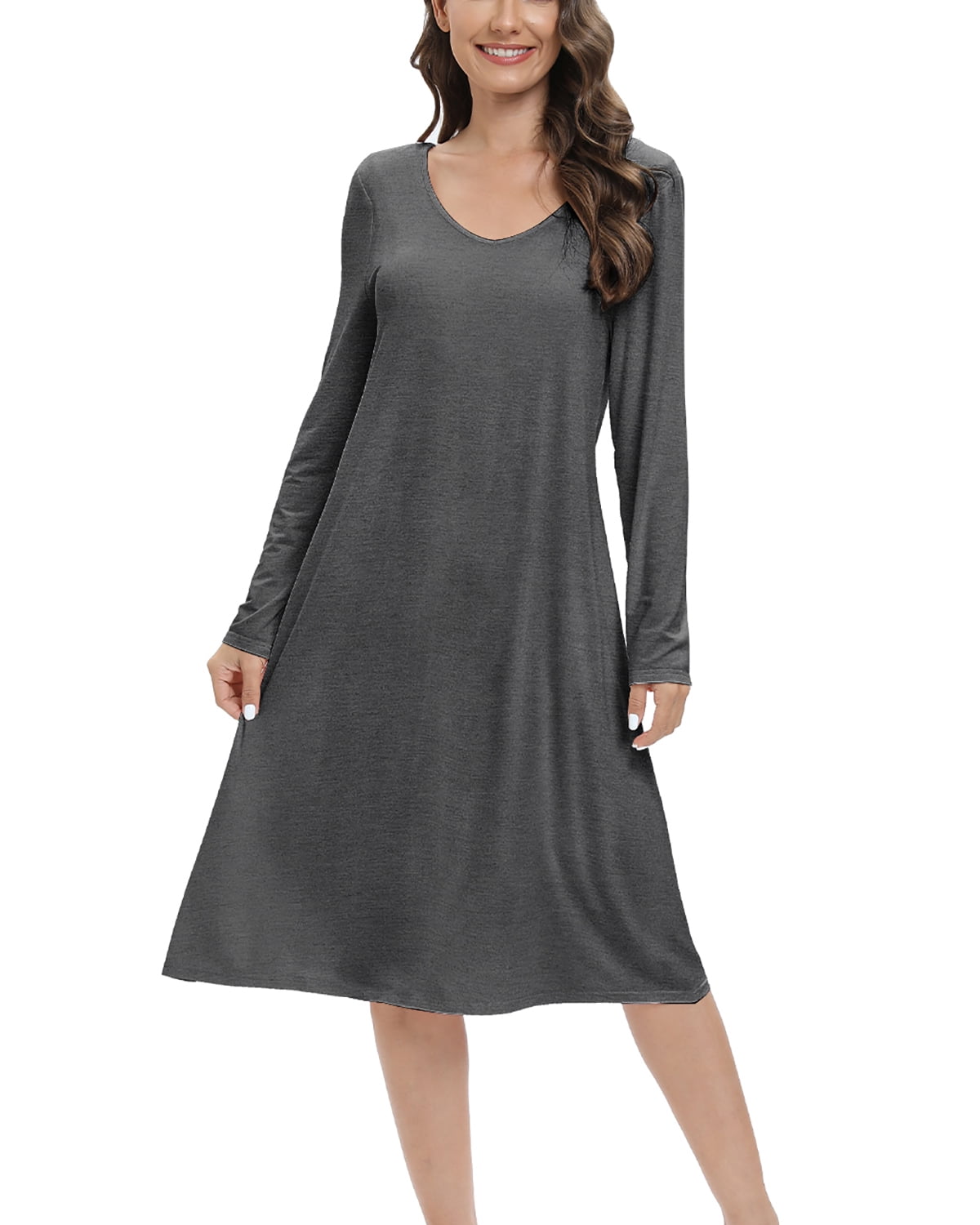 WBQ Upgraded Women Modal Nightgown with Built in Bra Pad Nightshirt