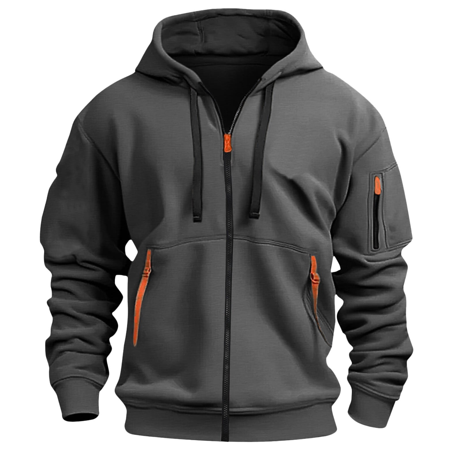 TOWED22 Men's Full Zip Fleece Hoodie zippered Color Block hooded slim Fit Long Sleeve Lightweight Sweatshirt(Dark Gray,S)