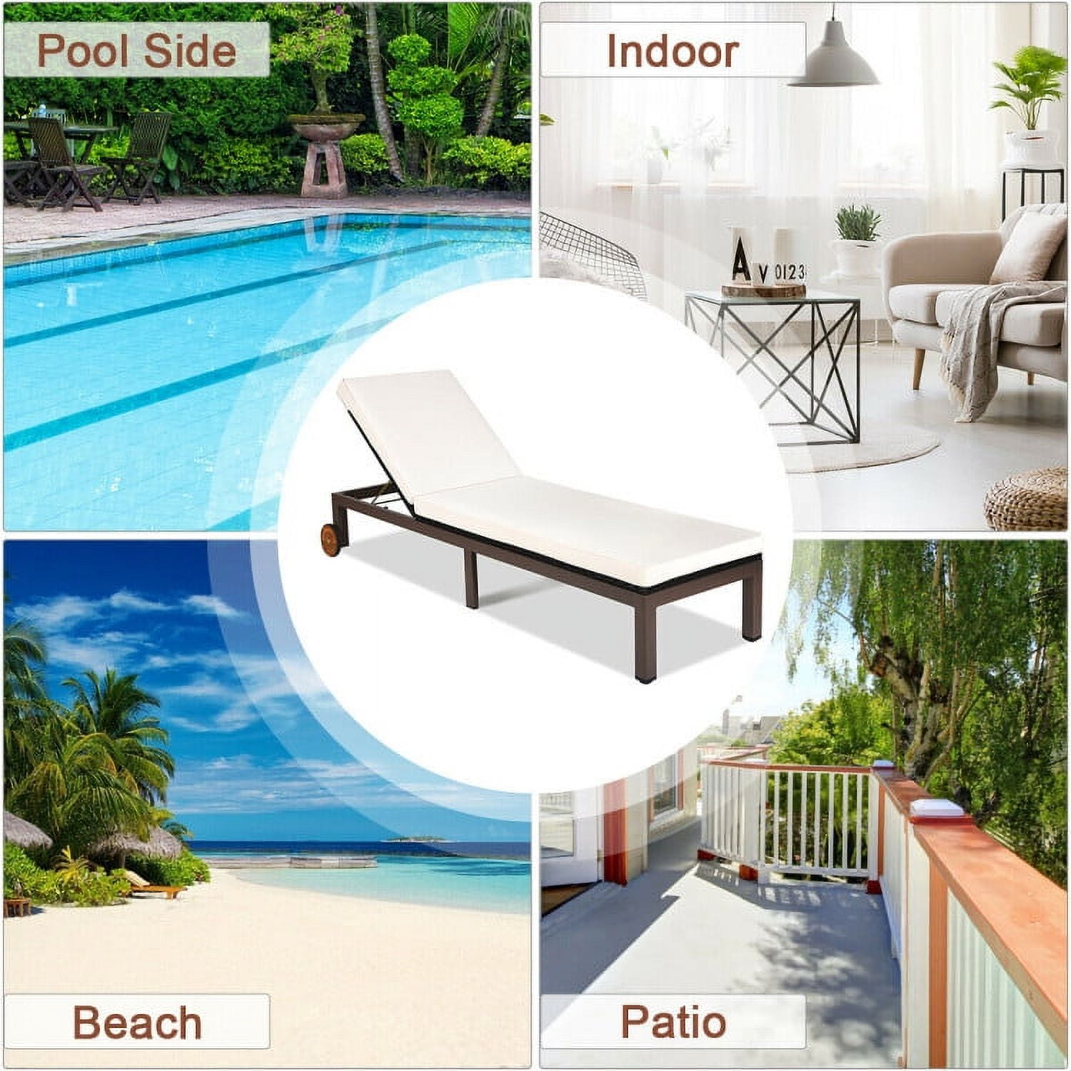 Aimee Lii Adjustable Cushioned Patio Rattan Lounge Chair, Patio Loungers, Back Aimee Lii Adjustable Cushioned Patio Rattan Lounge Chair, Patio Loungers, Back