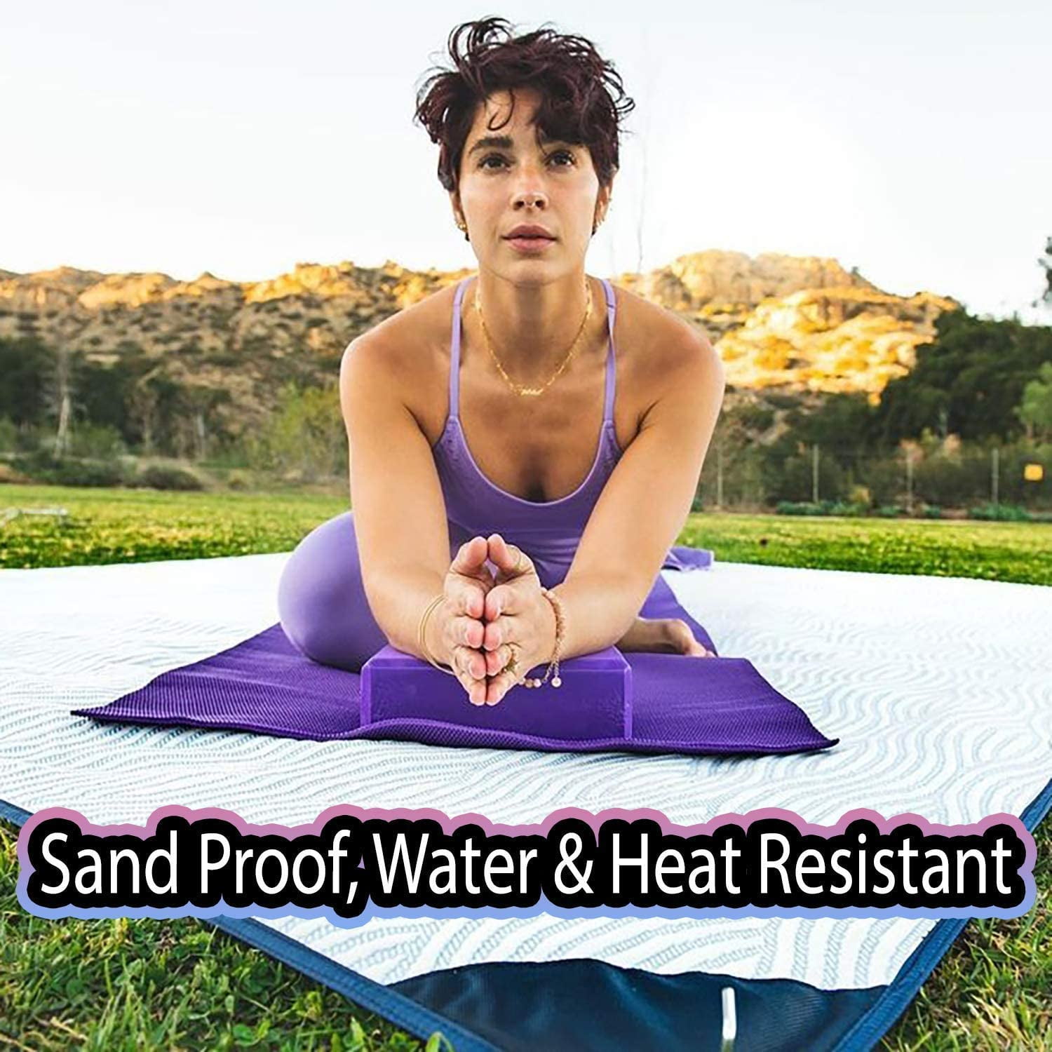 California Drawstring Beach Blankets 7ft x 7ft Bamboo Large Beach Blanket Sand Heat Water Resistant with Weighted Corners Pocket Zipper Ground Sand Stake Accessories Mini Mountains Walmart
