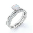 thumbnail image 4 of JeenMata Anillo Nupcial de 1,75 Uds con Ópalo de Fuego Genuino Redondo y Moissanita Engastado en Oro Blanco de 18 K sobre Plata, 4 of 6