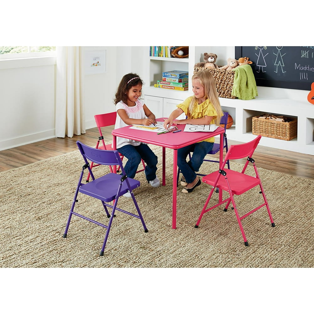 Cosco 5Piece Kid's Table and Chair Set, Multiple Colors Fuchsia and