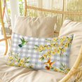 thumbnail image 4 of Spring Forsythia Flowers Pillow Covers, Linen Long Throw Pillow Case, Yellow Floral Hummingbird Gray Plaid Holiday Pillow Protector Decorative Cushion Cover for Living Room/Bedroom 24" x 36", 4 of 8