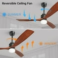 thumbnail image 4 of 60" Wood Ceiling Fan with Light - Black DC Motor Fan for Living Room, 6-Speed Remote Control, 4 of 9
