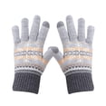thumbnail image 2 of Women Men Warm Stretch Knitted Gloves Mittens Winter Keep Warm Christmas Snowflakes Print Knitting Golves Outdoor Riding Driving Mittens With Plus, 2 of 5