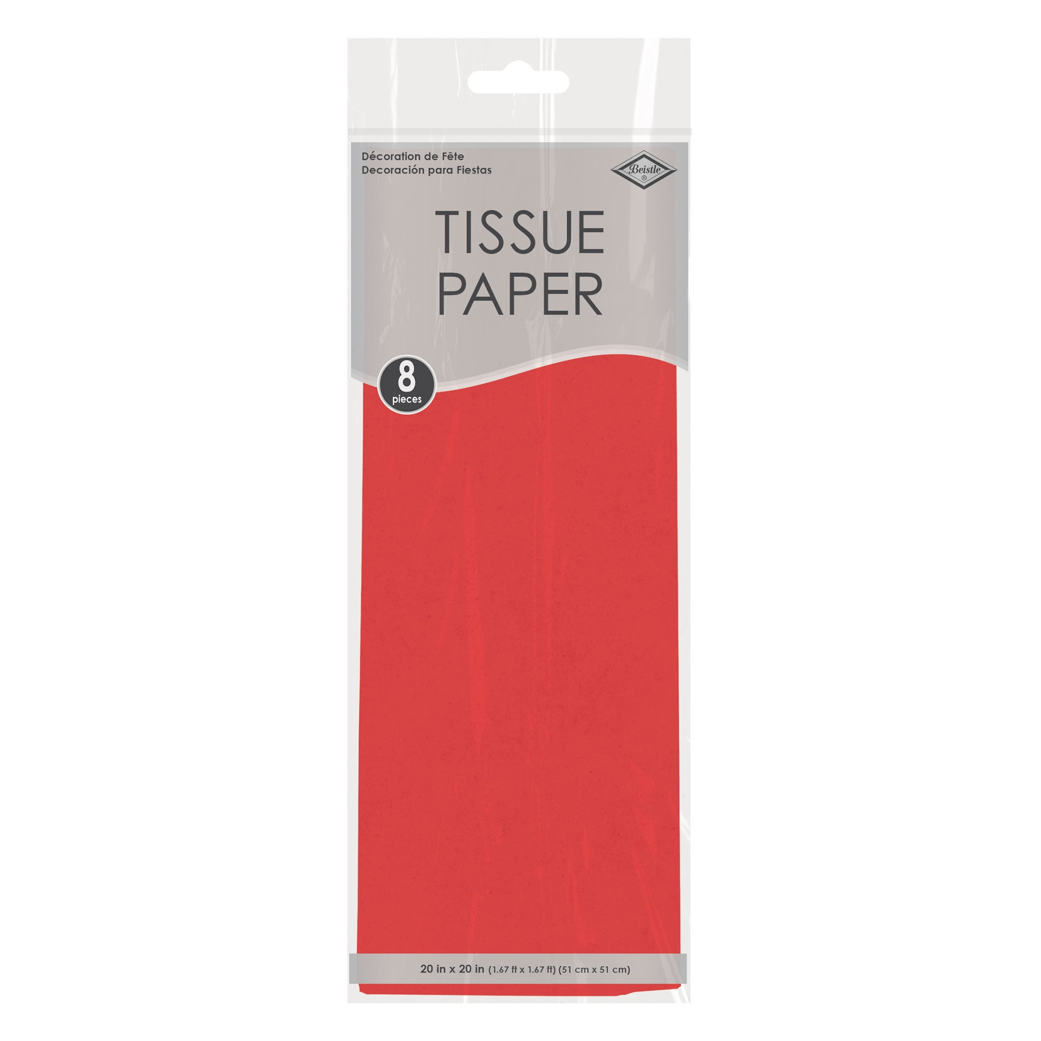 Red Tissue Paper Sheets, 20" x 20", Pack of 96 Sheets