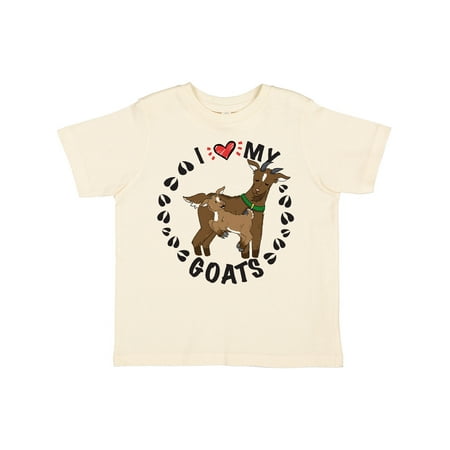 

Inktastic I Heart My Goats with Cute Goats and Hoof Prints Gift Toddler Boy or Toddler Girl T-Shirt