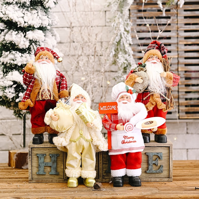 Hankyky Christmas Chef Santa Figurine Doll Accessories Santa Claus Figurines 12in 