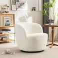 thumbnail image 6 of Kidol & Shellder Swivel Accent Chair Furry Round Barrel Chair 360 Degree Sofa Club Armchairs for Living Room Bedroom, White, 6 of 6