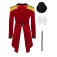 thumbnail image 4 of Sxiwei Women Circus Ringmaster Costume Magician Costume Velvet Tailcoat with Hat Gloves and Wand Set Red S, 4 of 7