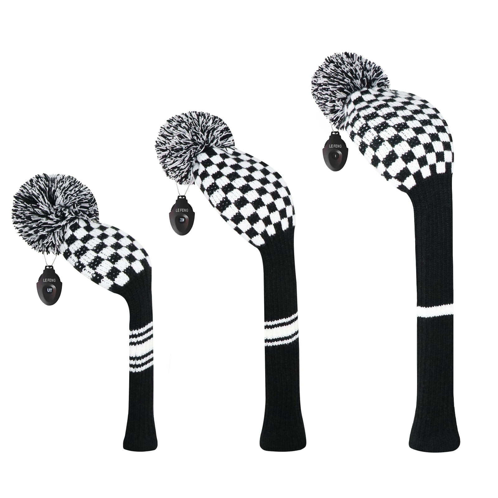 LeFeng 3Pcs Golf Club Head Covers Set Knitted Golf Head Covers for