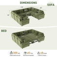 thumbnail image 4 of BedLuxury 110" Sectional Sleeper Sofa with Pull Out Bed, Storage Seat & USB Charging, U Shaped Modern Couch for Living Room, Corduroy Green, 4 of 10