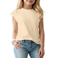 thumbnail image 5 of Karoyedx Tops for Girls Ruffle Sleeve Shirts Summer Crewneck Eyelet Tee Tops Casual Cute Blouse Beige Size,7-8 Years, 5 of 5