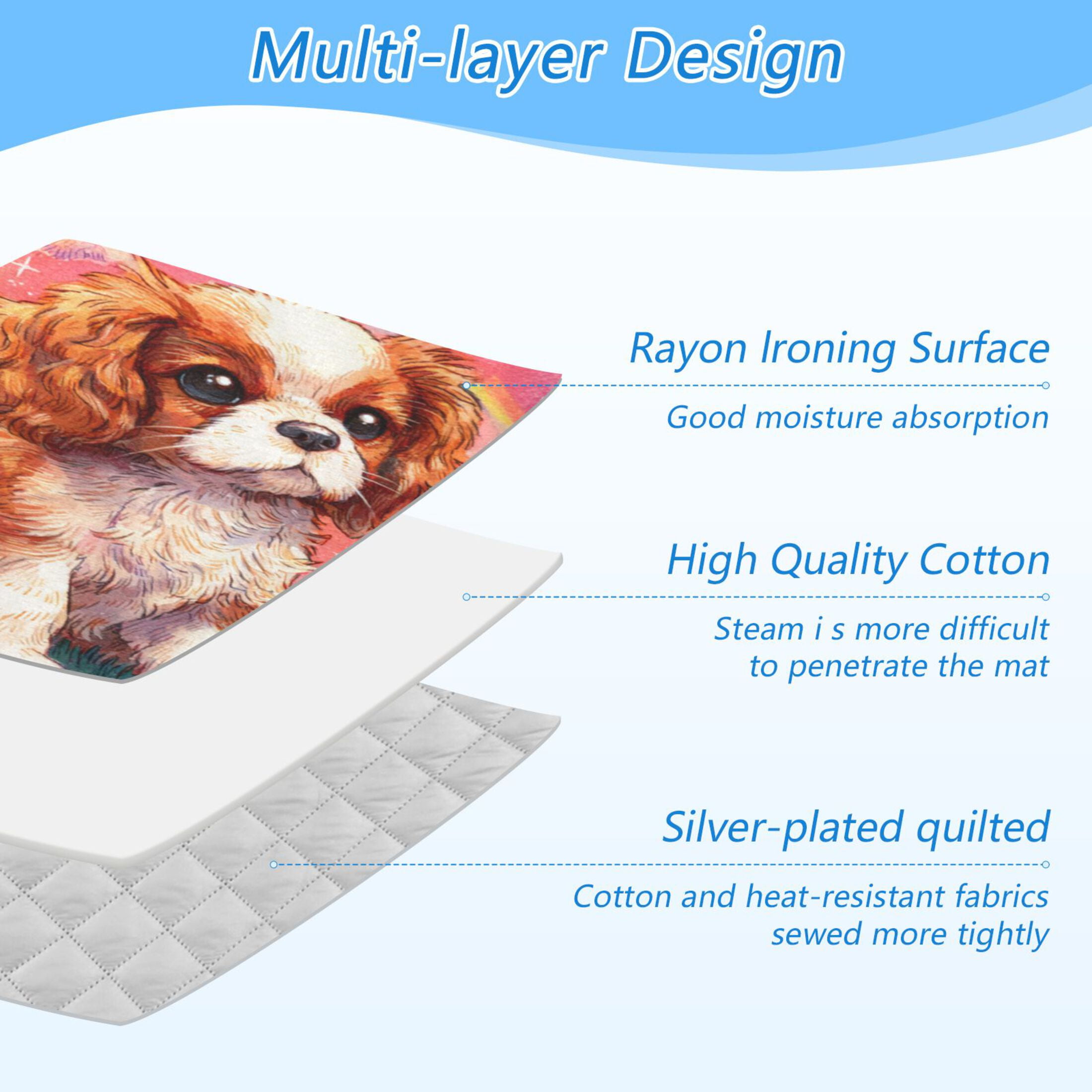 Wobogo King Charles Spaniel Ironing Mat Blanket Quilted Washer Dryer Heat Resistant Pad Foldable for Easy Storage