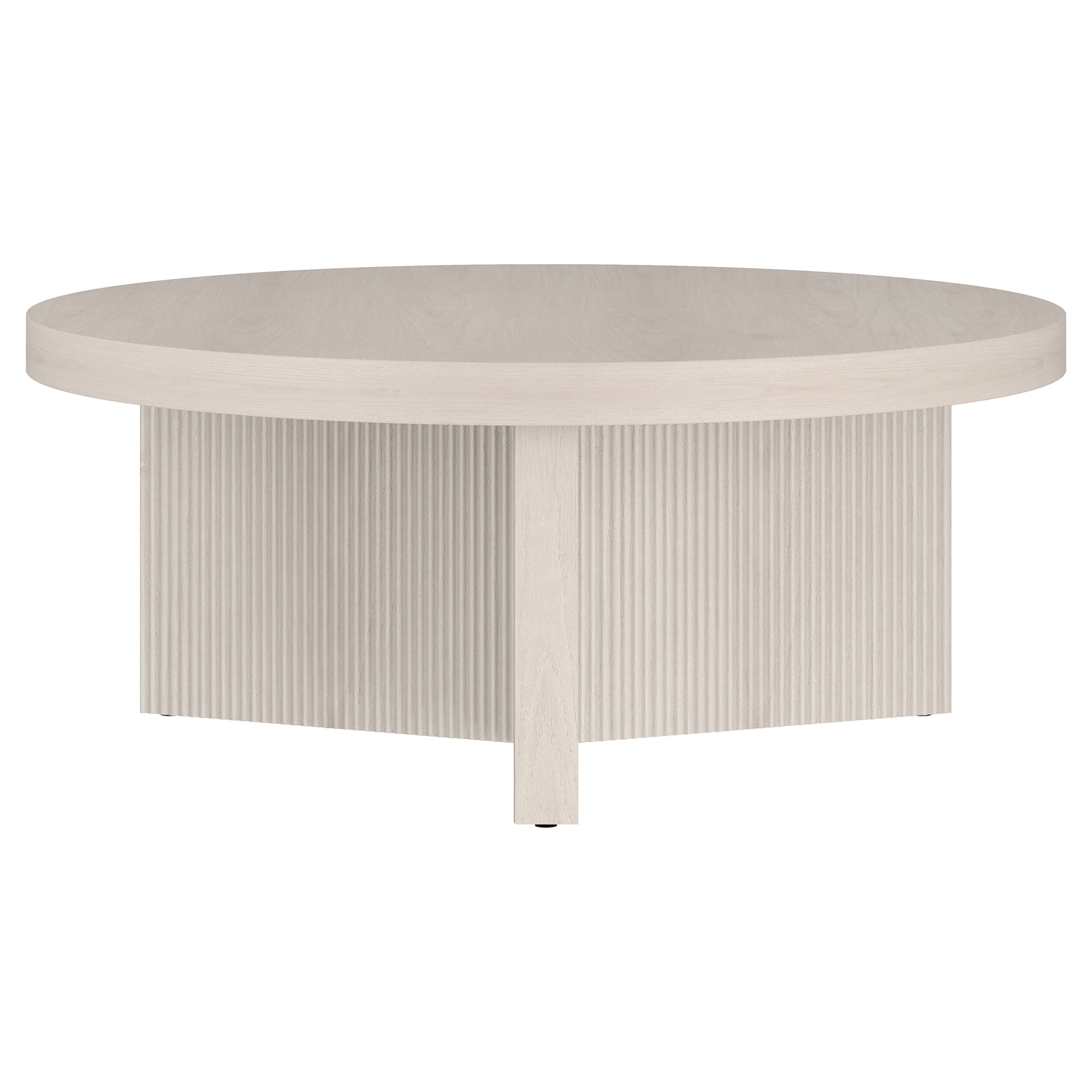 Evelyn&Zoe Holm 36" Wide Round Coffee Table, Alder White