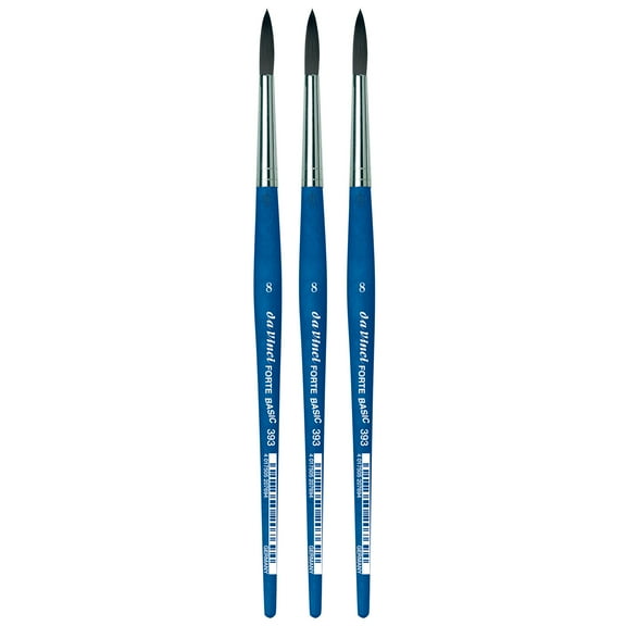 da Vinci FORTE BASIC Student Brush, Synthetic, Acrylic, Round, Series 393, Size 8, Pack of 3