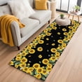 thumbnail image 2 of Runner Rugs 2x6 Ft, Sunflower Black Non Slip Area Rugs for Kitchen Bedroom Entryway, Watercolor Floral Vintage Farmhouse Washable Carpet Runner Rug Floor Mats for Bedroom Home Decor, 2 of 9