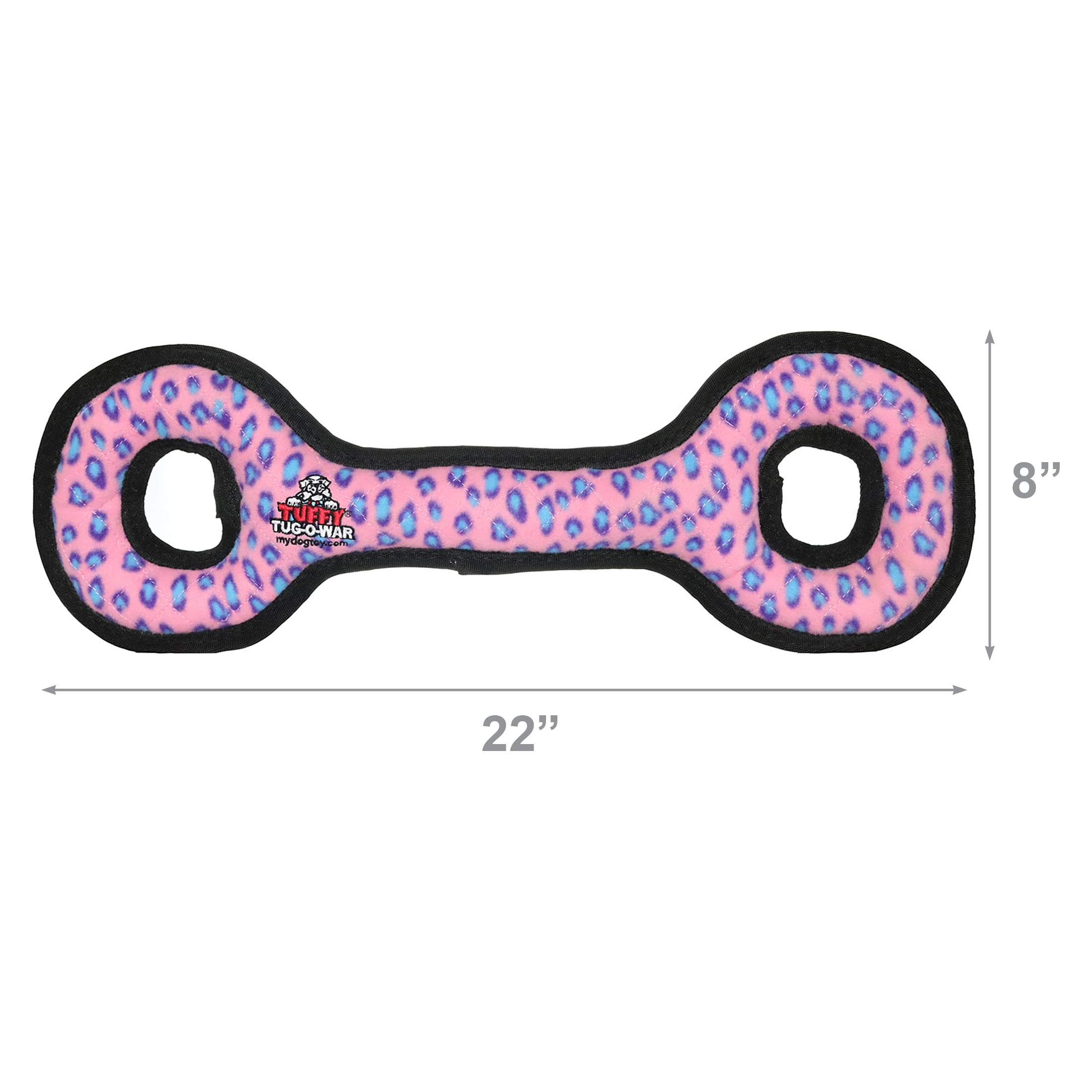 Tuffy Ultimate Tug-O-War Pink Leopard Durable Plush Squeaky Dog Toy