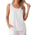 thumbnail image 4 of Tweang Tank Top for Women Tank Tops Casual Shirts Embroidered Button Sleeveless Top Summer Casual Loose Lightweight Tanks Basic Undershirts Base Layer Vest Halter Solid Color Elegant White 2XL, 4 of 7