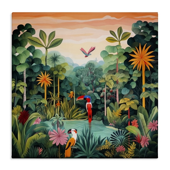 Stupell Industries Bohemian Parrots & Tropical Pond Canvas Art, 24 x 24, by Lazar Studio