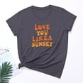 thumbnail image 5 of Casual Tees For Women 2024 Trendy Valentine'S Day Love You Likea Sunset Printed Crewneck Short Sleeved Tshirts, 5 of 5