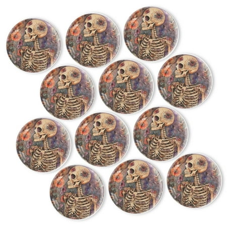 

Strong Refrigerator Magnet Fridge Sticker Exquisite Bloom - Adorned Skeleton 12Pcs Beautiful Photo Decorative Magnet Set Small Round Crystal Glass Craftwork for Refrigerator Decor