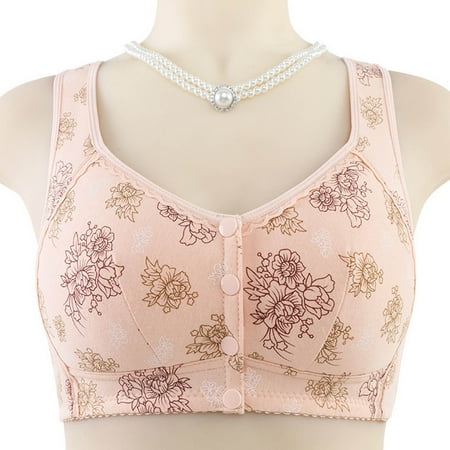 Mceream Bras for Women Front Closure Wireless Plus Size No Underwire Push Up Full Coverage Print Bra Breathable Seamless Comfort Cotton Bralettes Underwear Everyday Bra for Senior My Orders