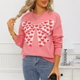 thumbnail image 3 of Cute Heart Sweaters for Women Long Sleeve Valentines Day Sweater Crew Neck Casual Ribbed Knit Pullover Top Pink, M, 3 of 7