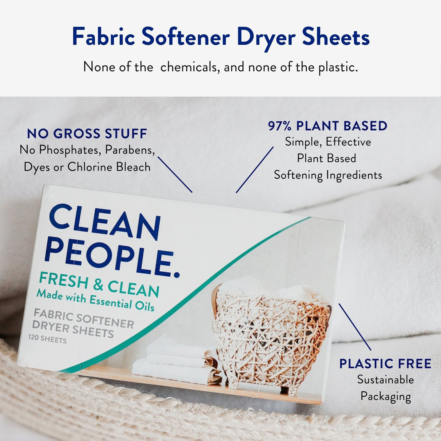 Clean People All Natural Dryer Sheets, 160 Pack photo 5