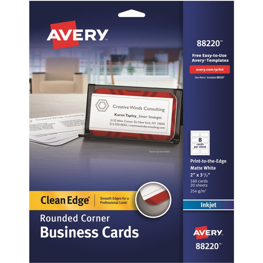 Avery® Clean Edge(R) Rounded Corner Business Cards, Matte, TwoSided
