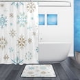 thumbnail image 2 of Bath Curtain & Non-Slip Bath Mat Set 12-Grommet Shower Curtain Memory Foam Bath Rug Cartoon Snowflake, 2 of 8