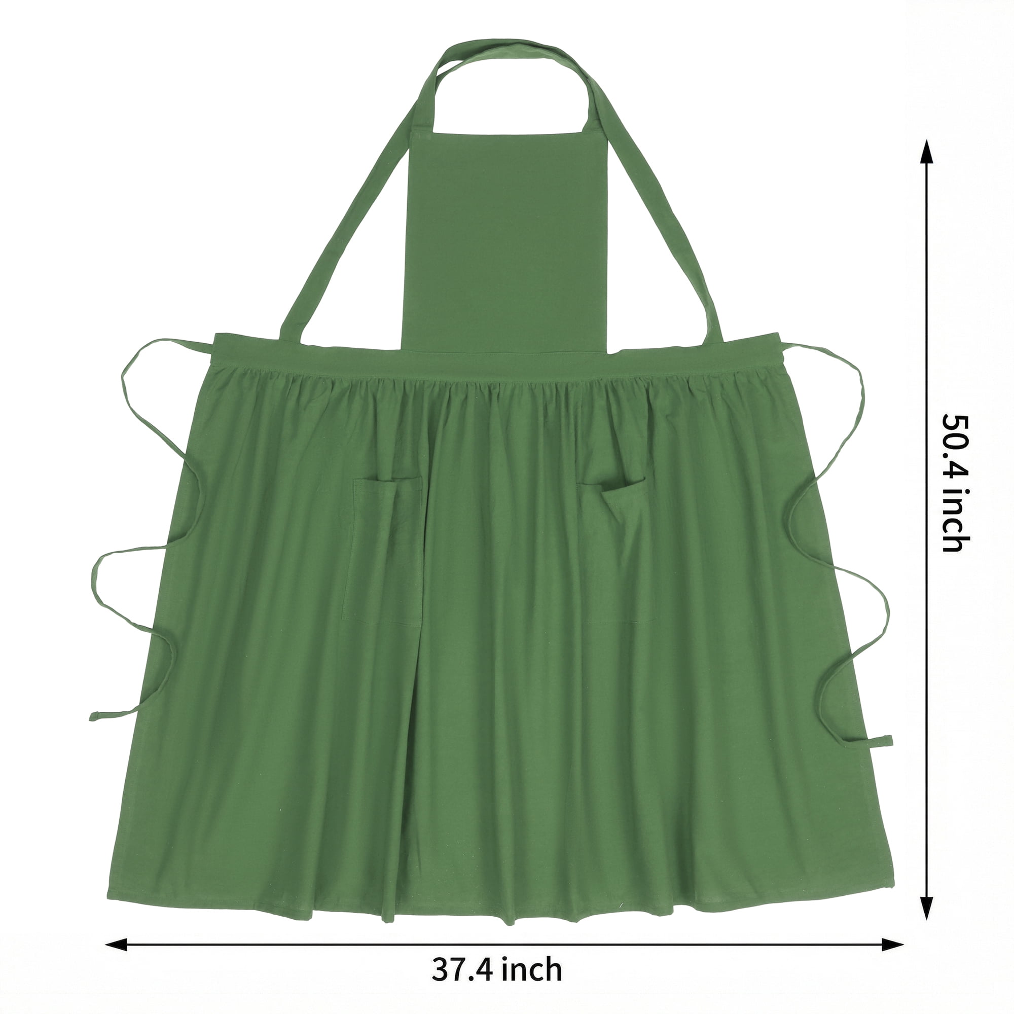 Unique Bargains Women's Kitchen Apron Long Waist Cooking Apron 37.4x50.4in Dark Green