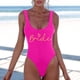 thumbnail image 2 of MKLEKYY Trajes De Baño Mujer 2 Piezas Women Fashion Letter Print Piece Swimsuit Sexy Bikini Swimwear Bathing Sleeveless Backless Swimsuit 2535, 2 of 5