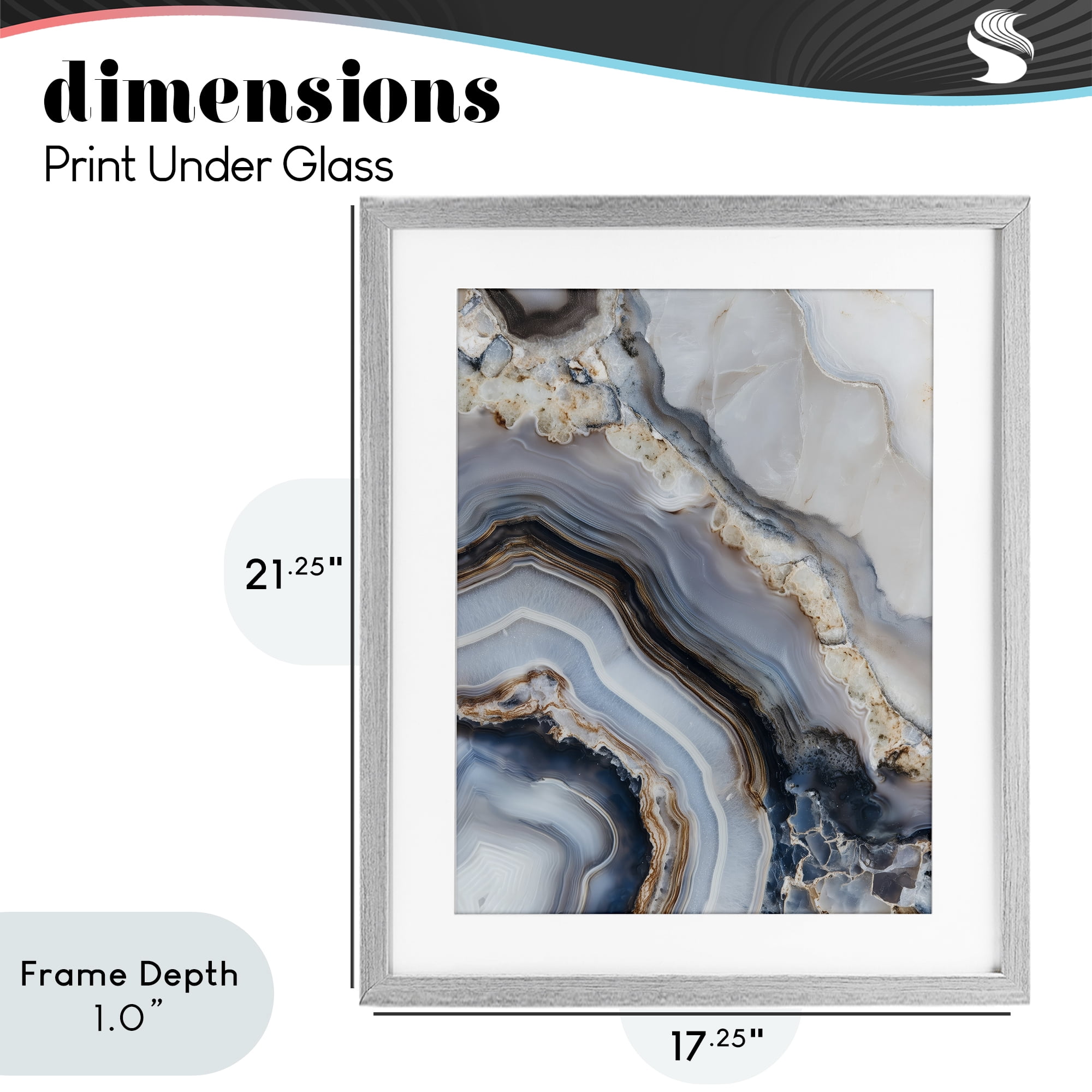 Stupell Industries Geode Gemstone Layers Gray Framed Print Under Glass, design by Svetlana Aleynikova