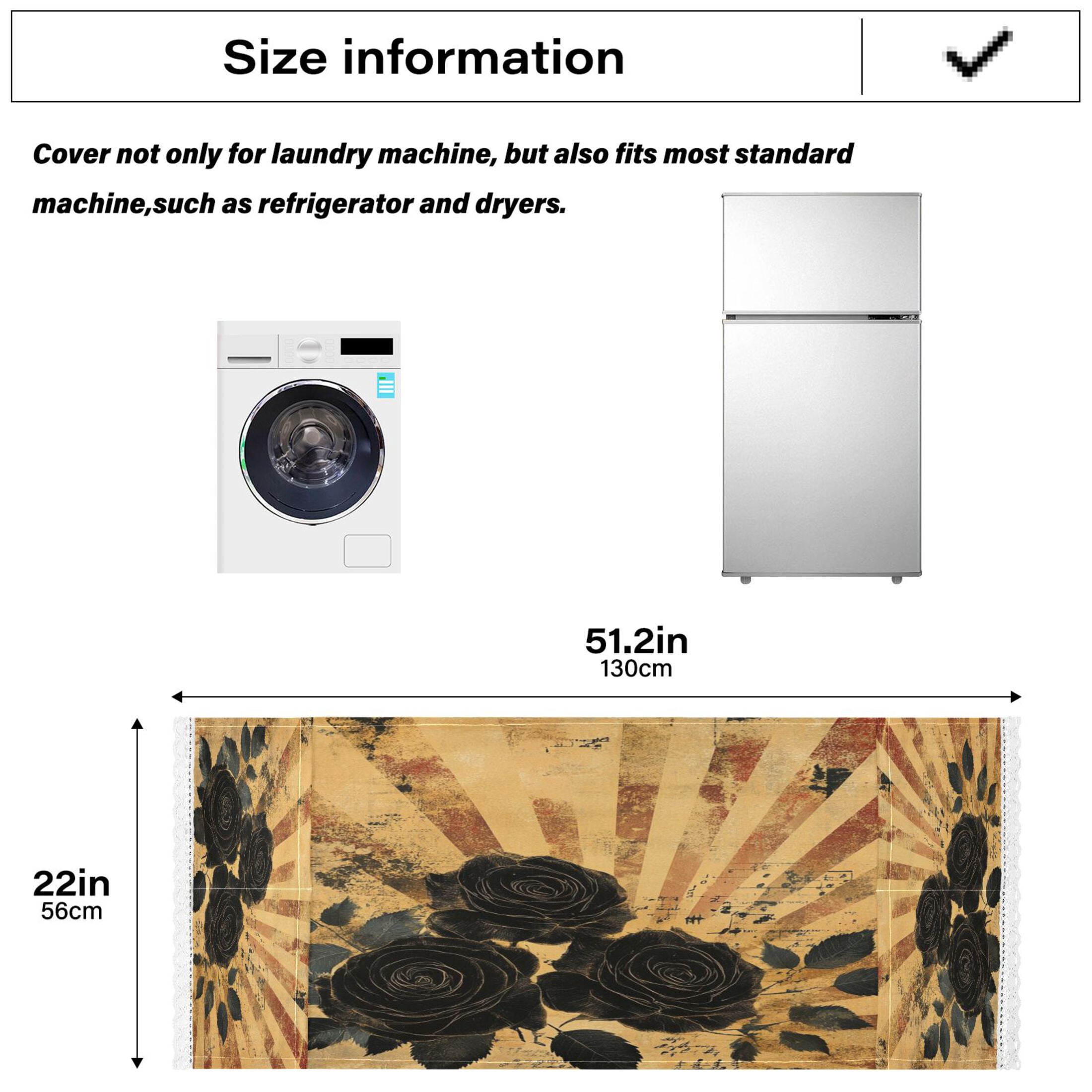 WOBOGO Notes Black Rose Washing Machine Cloth Dryer Refrigerator Top Cover Protective Non-Slip Mat For Kitchen Laundry