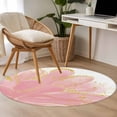 thumbnail image 5 of Pink Gold Large Area Rugs for Bedroom Living Room, Soft Non Slip Carpet Bedside Rug, Boho Modern Abstract Minimalist Aesthetic Flower Round Floor Cover Kitchen Accent Rug 3.3' for Dining Room/Office, 5 of 9