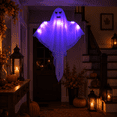 thumbnail image 6 of Clearance Light Up Hanging Ghost Decor, White Gauze Ghost Ornament with Blue LED Lights, Halloween Hanging Decoration for Front Door Porch Yard Tree Party Indoor Outdoor, 6 of 6