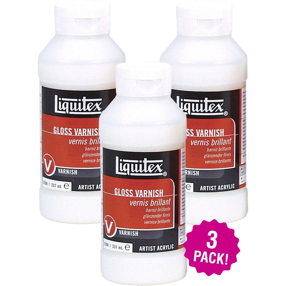 Liquitex Gloss Acrylic Varnish 8oz, Multipack of 3