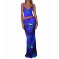 thumbnail image 2 of Maxi Skirt Set Floral Print Halter Top Maxi Skirt Going Out Outfits for Women Blue XS, 2 of 9