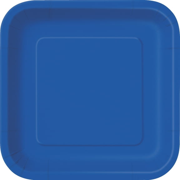 Square Paper Plates, 7 in, Royal Blue, 16ct