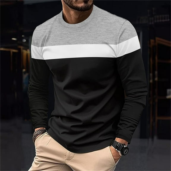 Royisotas Mens Striped T Shirts Pullover Lightweight Tops Long Sleeve Casual Loose Fit Fashion Shirts for Men