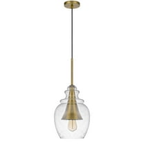 Cal Lighting Girona 1-Light Metal & Glass Pendant in Antique Brass/Clear