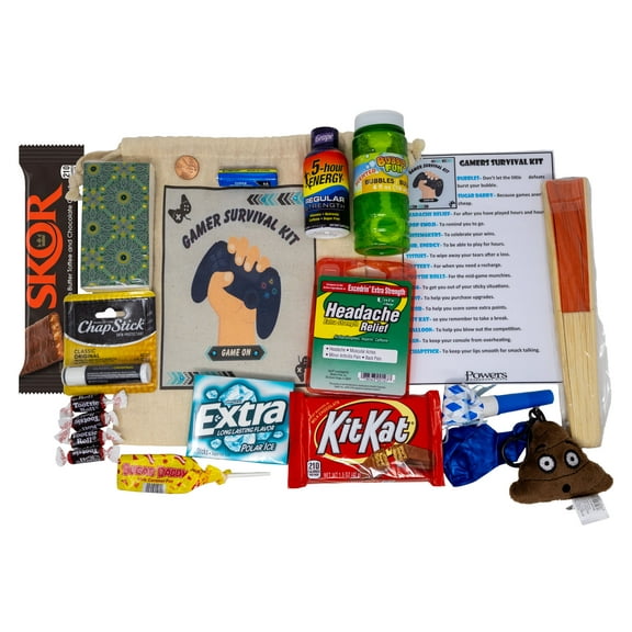 Powers Handmade Gifts Gamer Survival Kit, Funny Mario, Unisex, 16 Pieces