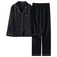 thumbnail image 2 of Conjunto de pijamas Soledad Seda Manga larga Negro para hombre, 2 of 8