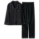 thumbnail image 2 of Pijamas Colcomx de hombre ropa de dormir seda Negro, 2 of 8