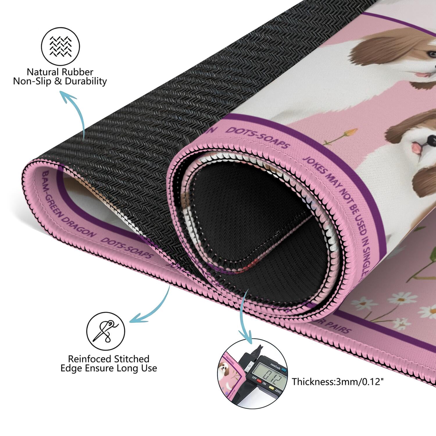 Pink Mahjong Mat with Rules, 31.5*31.5in Anti Slip American Mahjong Mat for Table, Noise Reduction, Neoprene Mah jongg Mats with Carrying Bag & 3 Dices, Mahjong Supplies Gift, Board Tile Games Mats