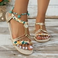 thumbnail image 2 of Bohemian Beach Dress Sandals for Women 2025 Summer Boho Braided Open Toe Flats Slingback Dressy Sandals, 2 of 6