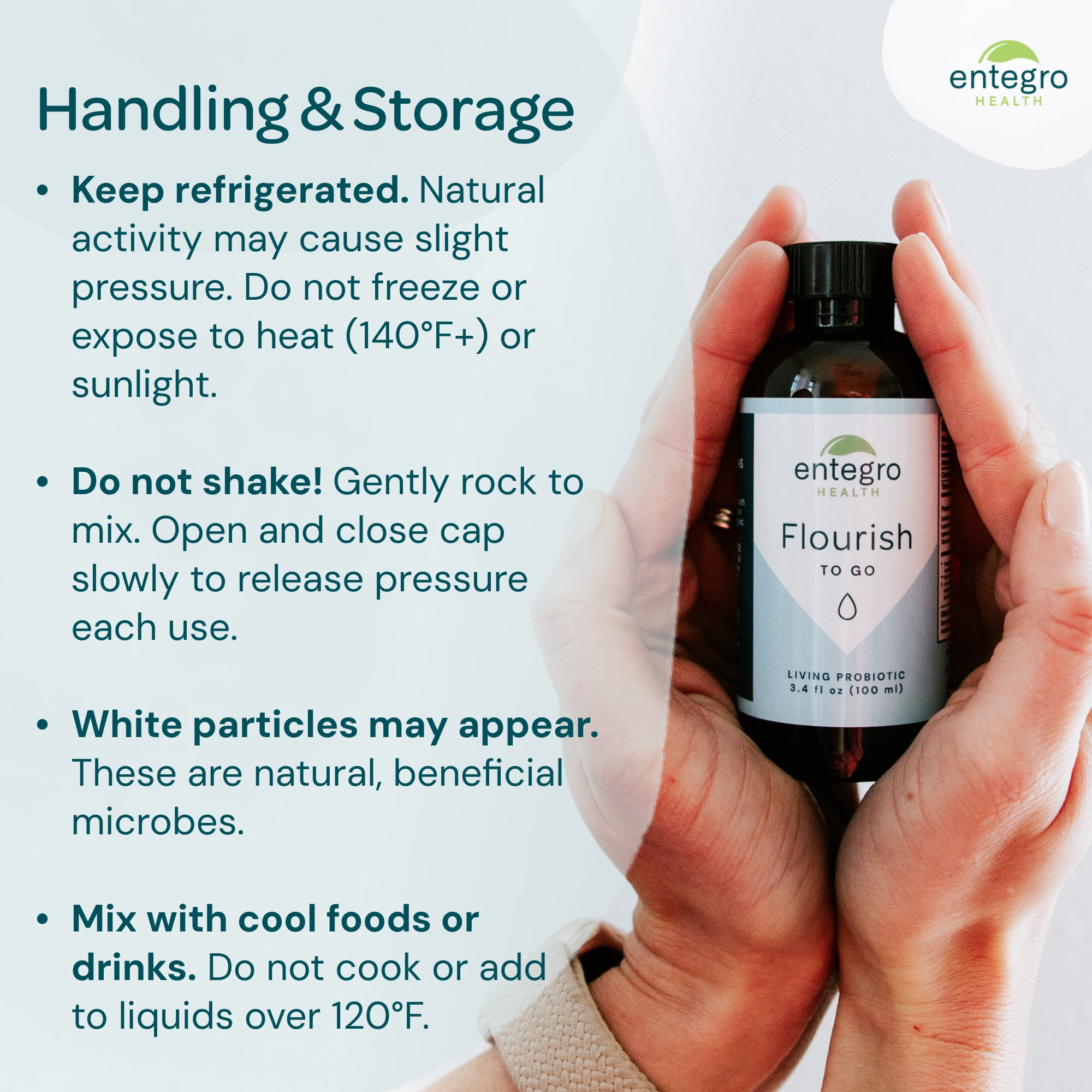 Entegro Health Flourish To-Go Liquid Probiotic & Postbiotic Supplement, Travel Bundle (4 x 100 ml Bottles)