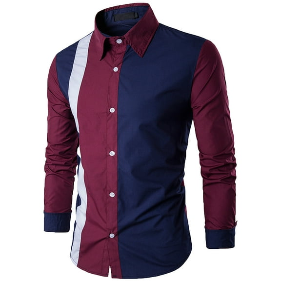 Fesfesfes BLouse Tops for Men Casual And Comfortable Long-sleeved Business Single-breasted Shirt Top Clearance Under $10