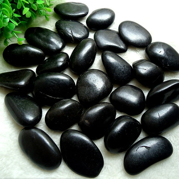 MERRYHAPY Black Smooth Round Pebbles Aquarium Safe Stones for Landscaping, Garden, Fish Tank Decoration
